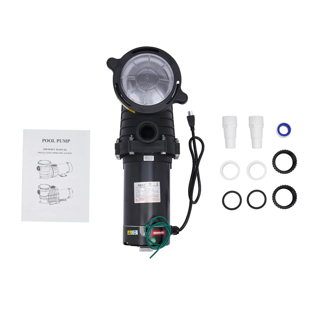 Miumaeov 2HP 6815GPH In-Ground Pool Pump, Dual Voltage Inground/ Above Ground Swimming Pool Pump with Strainer Basket and Connectors