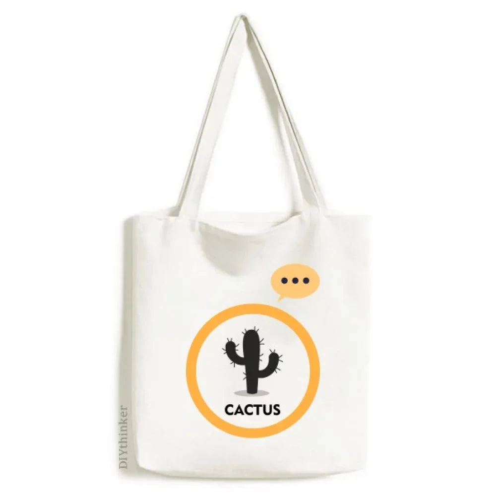 Cactus Green Succulents Outline Expression Sack Canvas Tote Shoulder Bag
