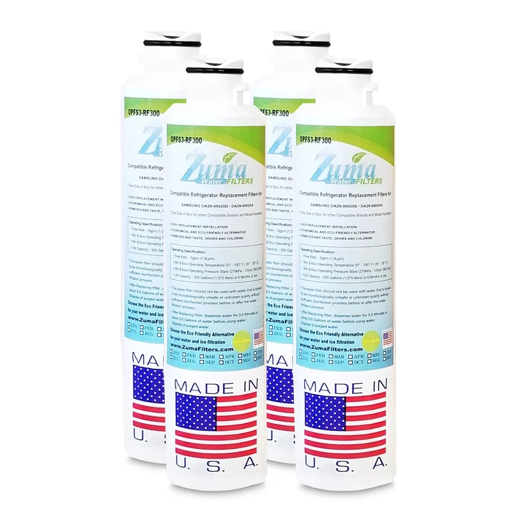 ZUMA Brand , Water and Ice Filter , Model # OPFS3-RF300 , Compatible with RS25H5121SR/AA - 4 Pack - Made in U.S.A.