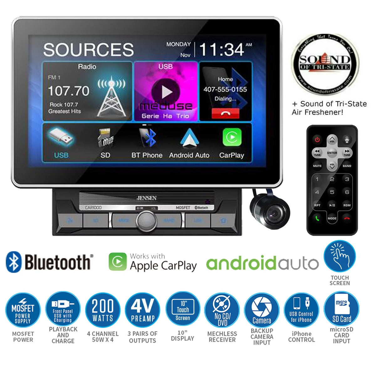 Jensen CAR1000 Digital Multimedia Receiver w/ Back- up Camera