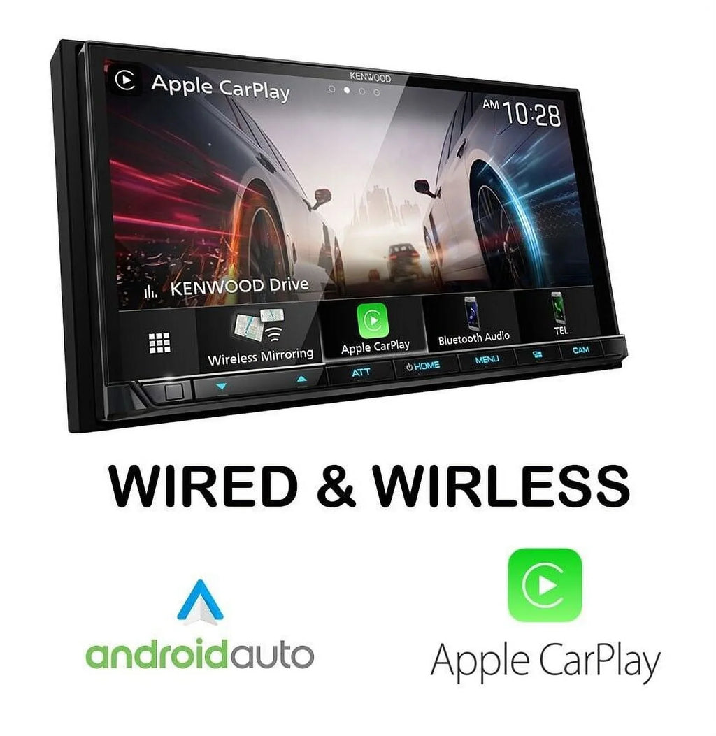 Lumber DMX9708S In Dash Car Receiver 6.95" Touch Screen CarPlay Android Auto & DRV-N520 Dash Cam Combo