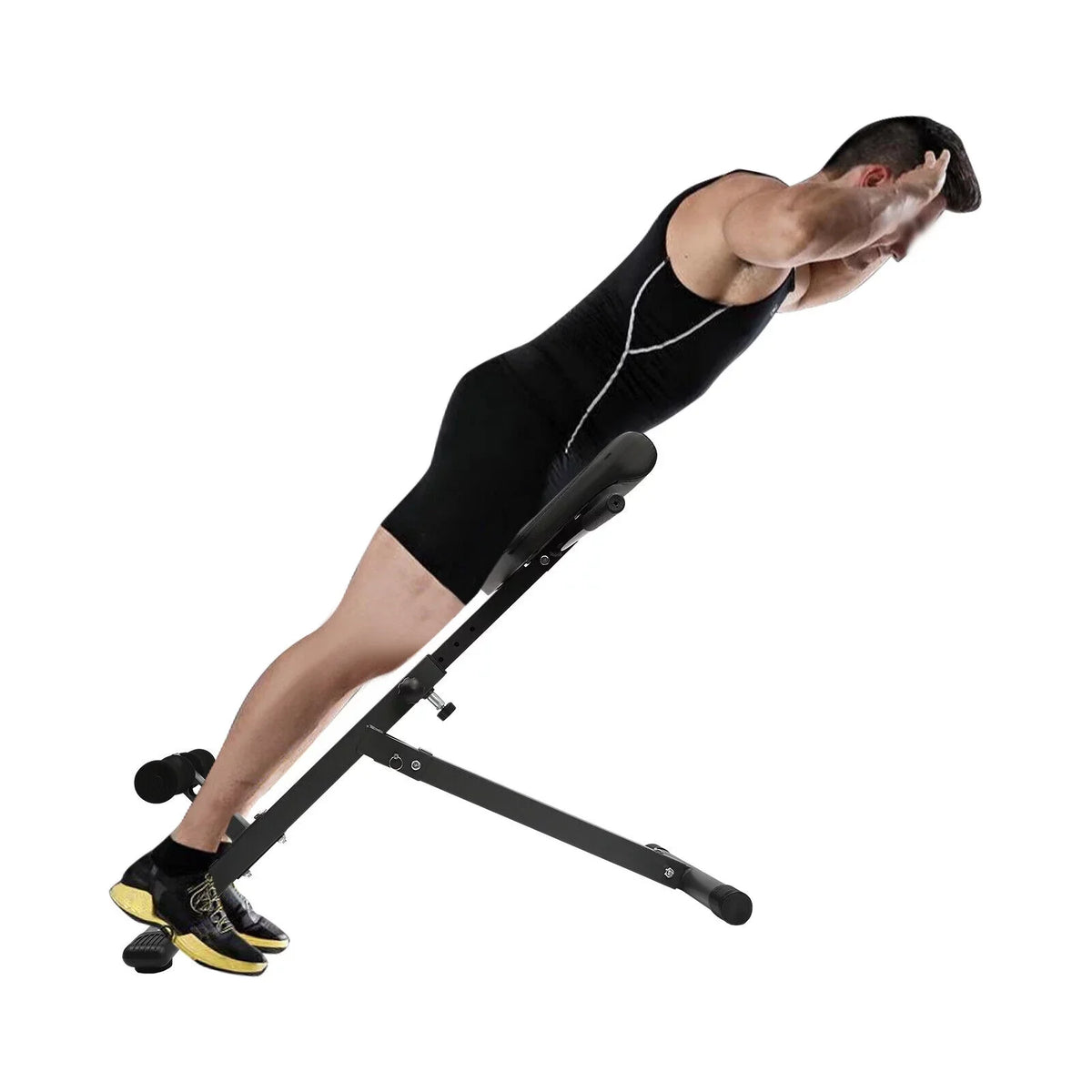 Black Adjustable Roman Chair Workouts Sit up Gym Bench Extension Machine for Home 5-Level 330 lbs