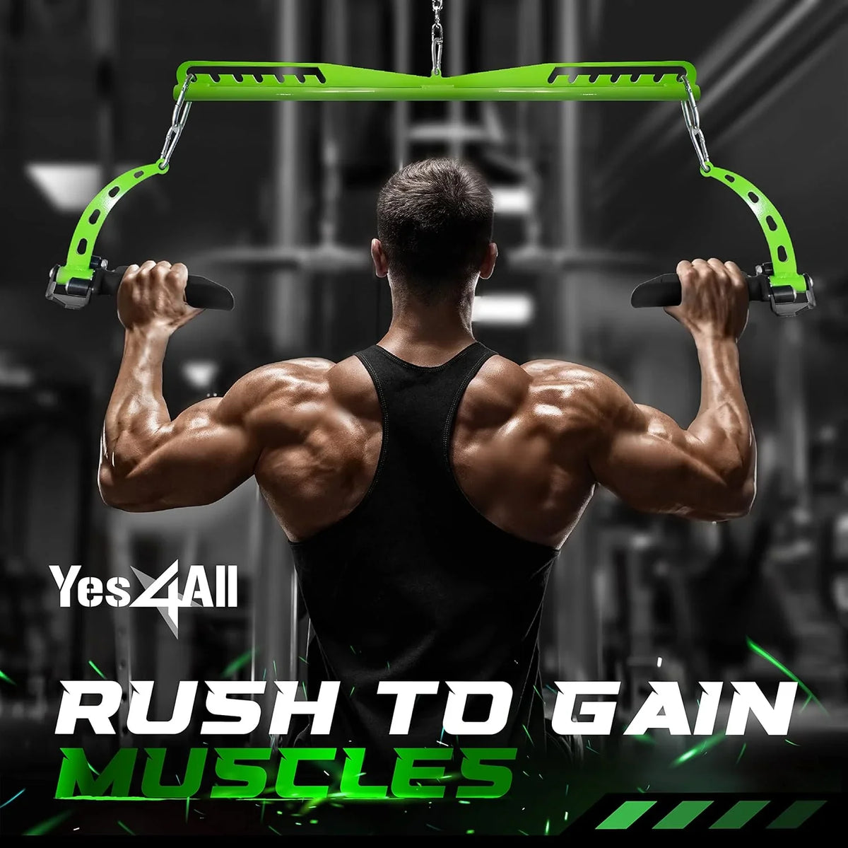 Yes4All Neutral Multi-Grip Wide LAT Pulldown Attachments Bar/Spreader/Paddle Grip for Home Gym Cable Pulley System Machine