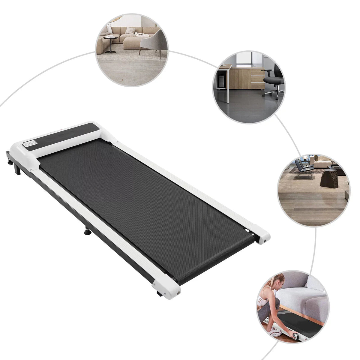 ZhdnBhnos 600W 2.25HP Electric Home Treadmill 2 in 1 Under Desk Walking Jogging Pad Portable Motorized Fitness Running Machine Remote Control