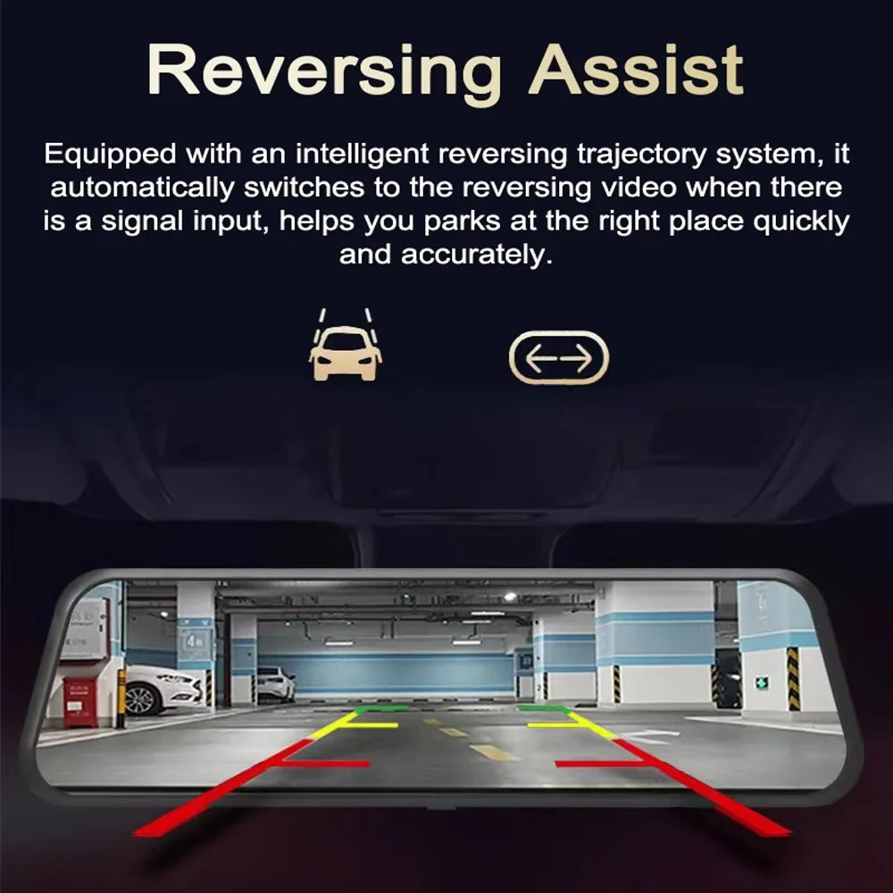 Andoer 1080P DVR Dash Front & Rear Dual Driving Recorder with 9.66 Inch Touchscreen 170° Wide Angle Support Clear Night-Vision Parking Monitor Motion Detection Collision Locking Loop Recording Re