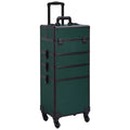Alden Arrangement Professional 4-in-1 Aluminum Travel Cosmetic Makeup Case, Dark Green