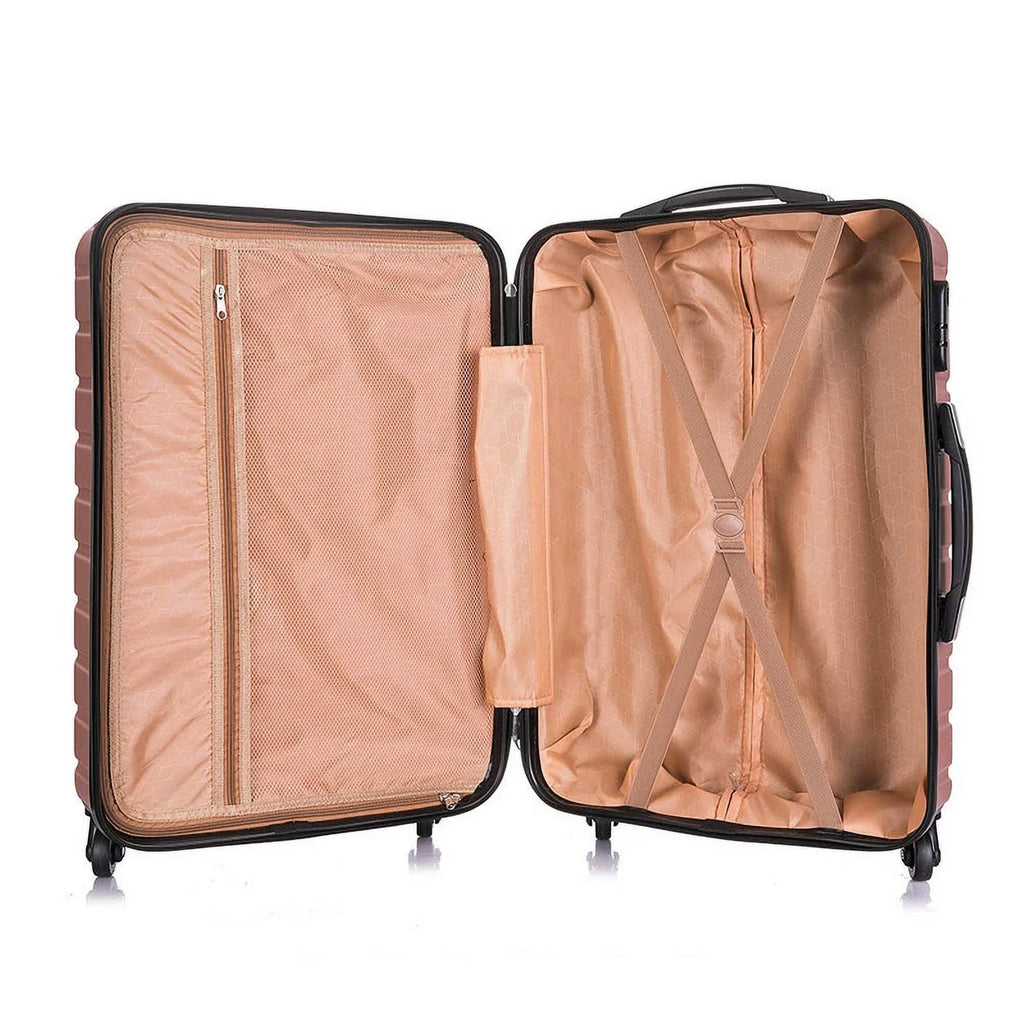 4 Piece Hardshell Luggage Sets,Travel Suitcase,Carry On Luggage with Spinner Wheels Free Enclosure Inside rose gold