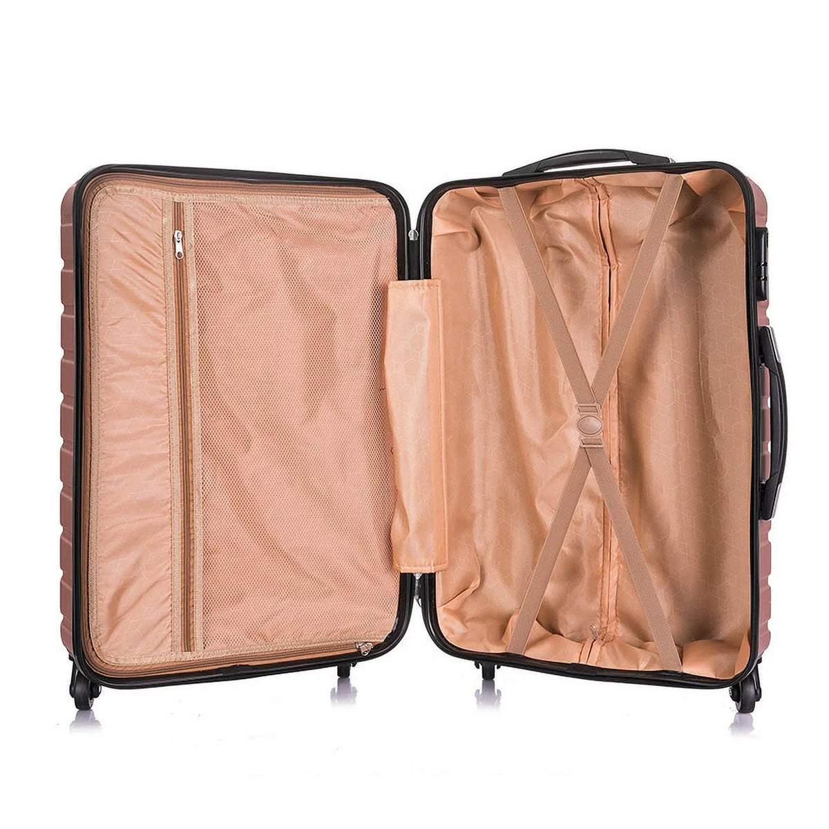 4 Piece Hardshell Luggage Sets,Travel Suitcase,Carry On Luggage with Spinner Wheels Free Enclosure Inside rose gold