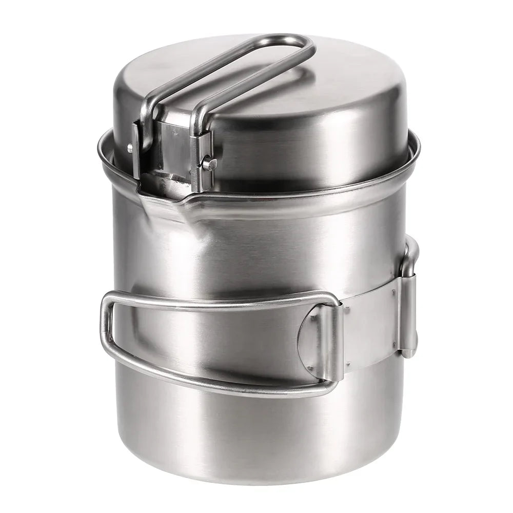 Arealer Portable Camping Stove Combo Timber Burning Stove and Cooking Pot Set for Backpacking Fishing Hiking
