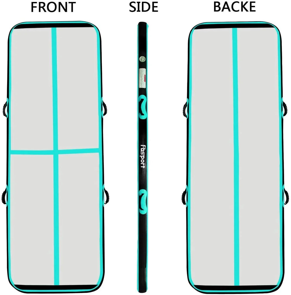 FBSPORT Air Track 20ft Inflatbale Gymnastic Mat, Carbon Fiber Material Exercise Tumbling Mat, Mint Green