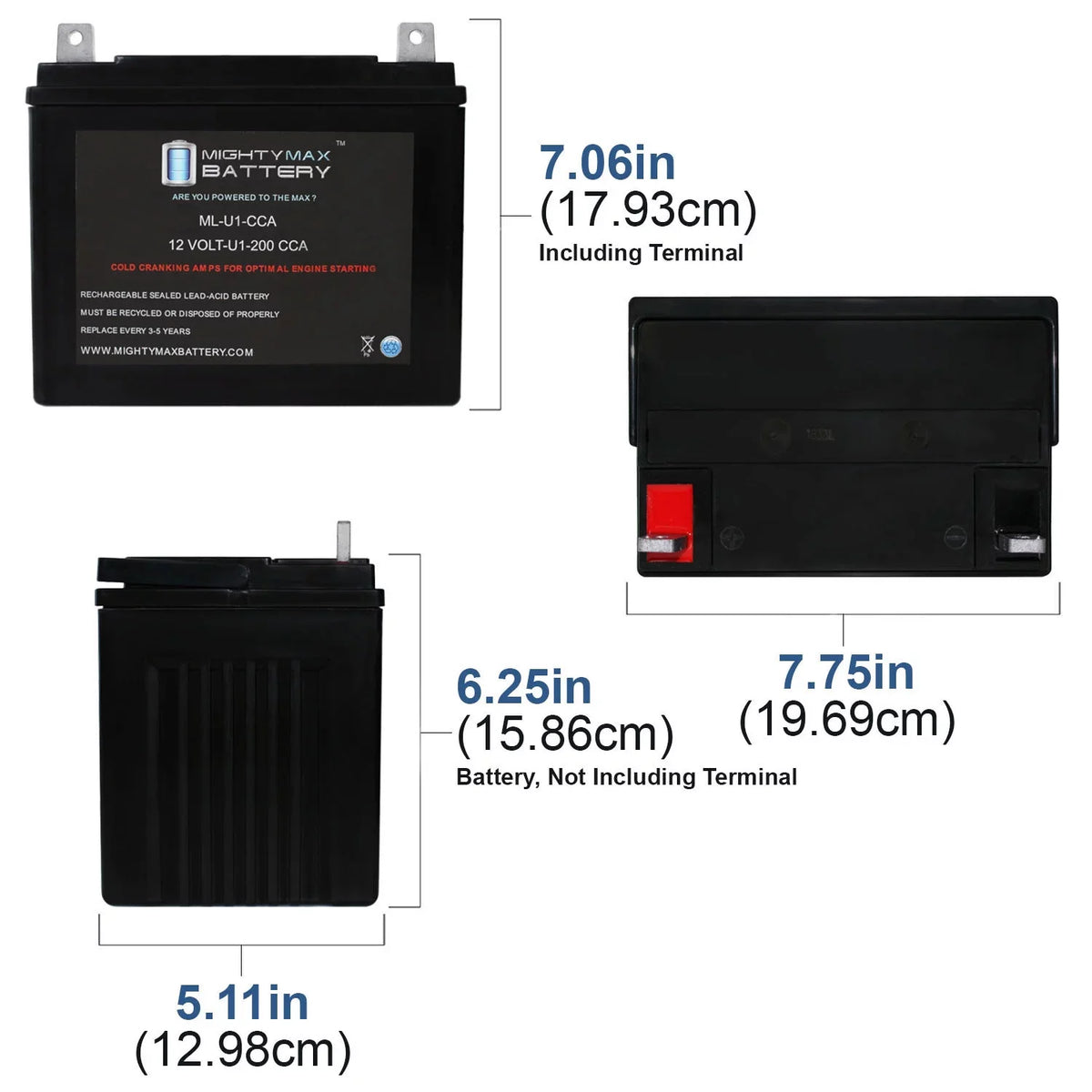 ML-U1 12V 200CCA Battery for Bobcat Textron 220ES 0Turn Lawn Mower