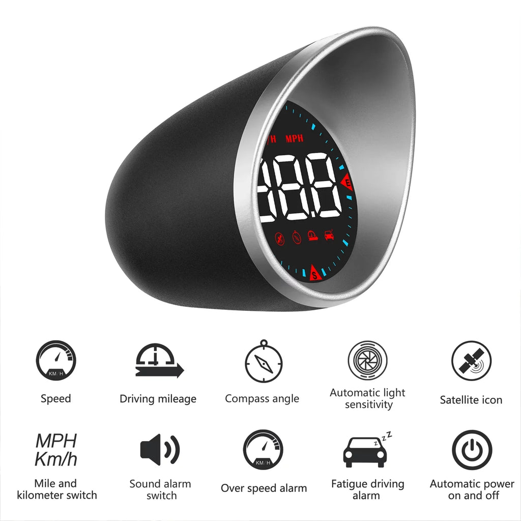 Htovila Car Car Head-up Display Digital Speedometer Display Driving Mileage, Compass Angle, Overspeed and Fatigue Driving