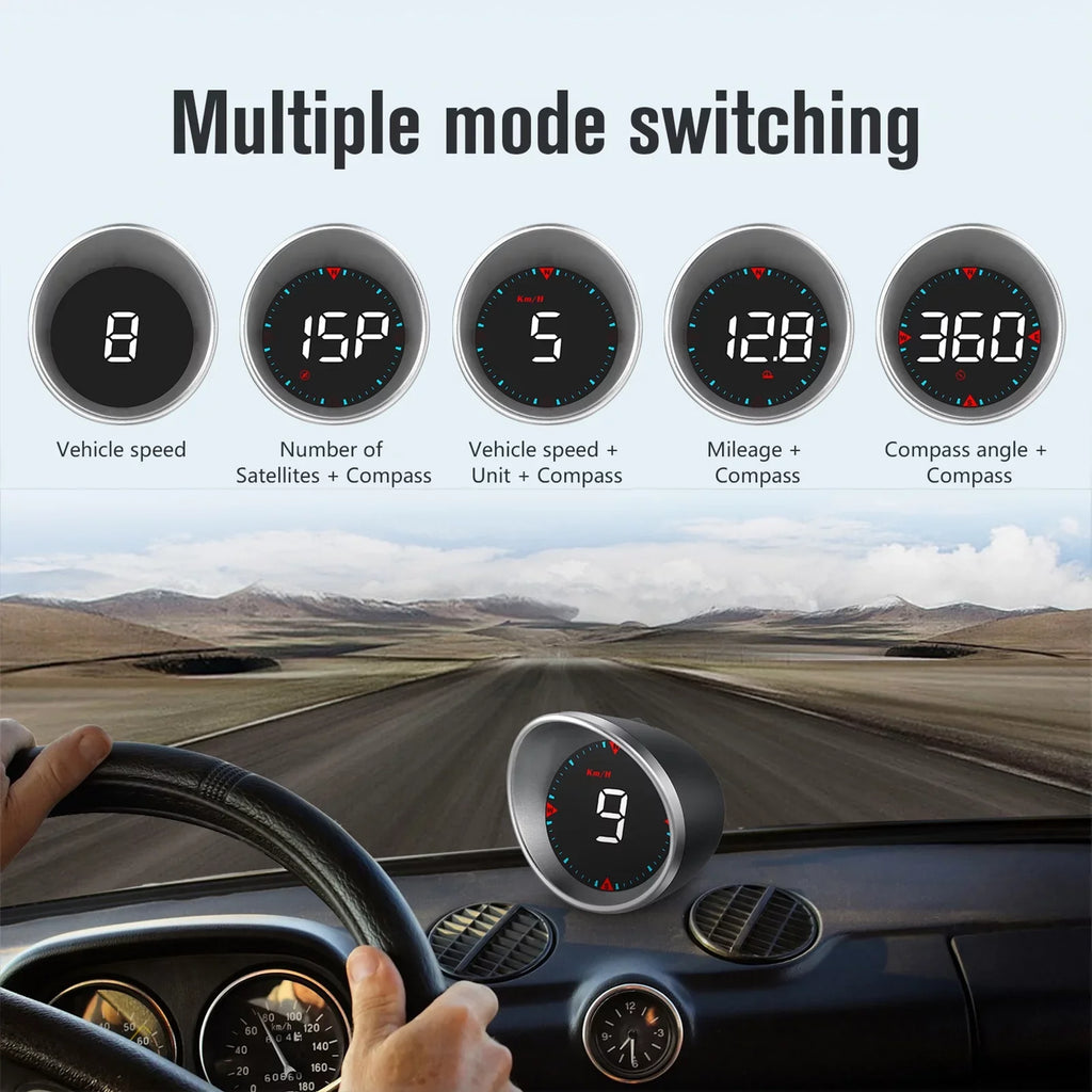 Htovila Car Car Head-up Display Digital Speedometer Display Driving Mileage, Compass Angle, Overspeed and Fatigue Driving