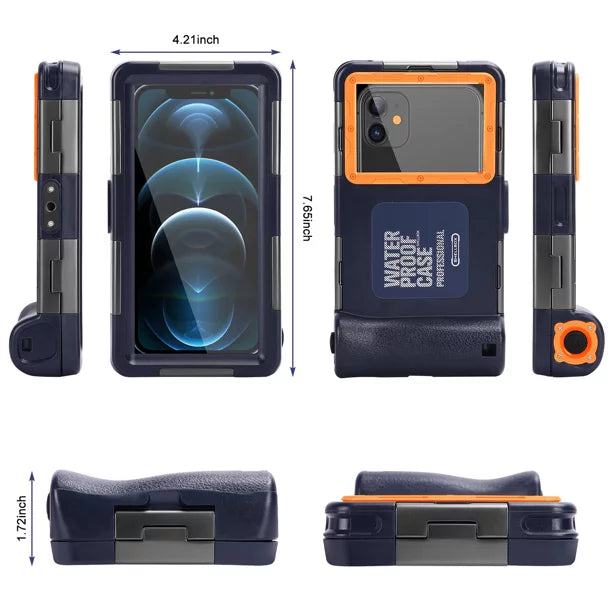 UrbanX Professional [15m/50ft] Swimming Diving Surfing Snorkeling Photo Video Waterproof Protective Case Underwater Housing for Orange Neva jet 5G And all Phones Up to 6.9 Inch LCD with Lanyard