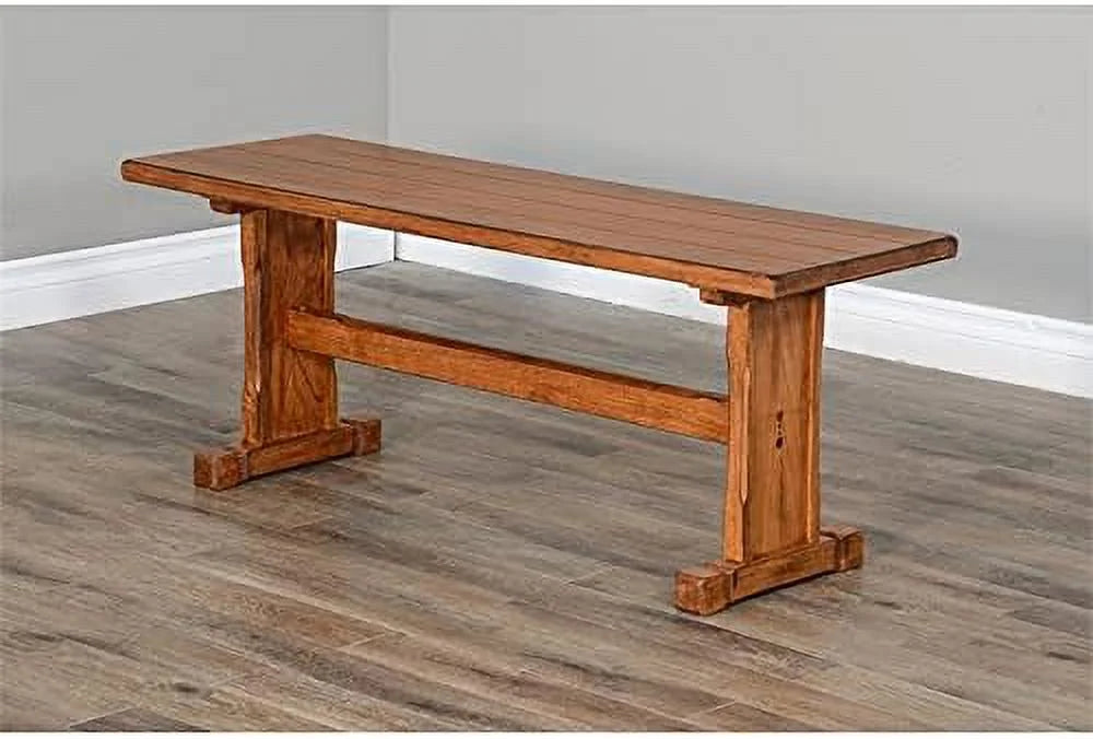 LLBIULife Sedona 18.5" Farmhouse Mindi Lumber Nook Side Bench in Rustic Oak