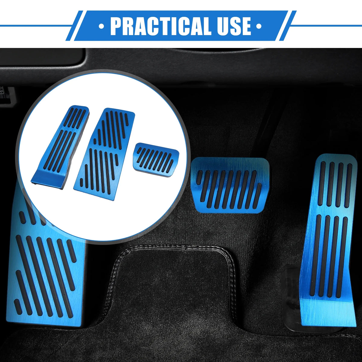 3 Pcs Car Gas Accelerator Brake Foot Rest Pedal Enclosure Pad for Mazda CX-30 2020-2021 Antislip Blue