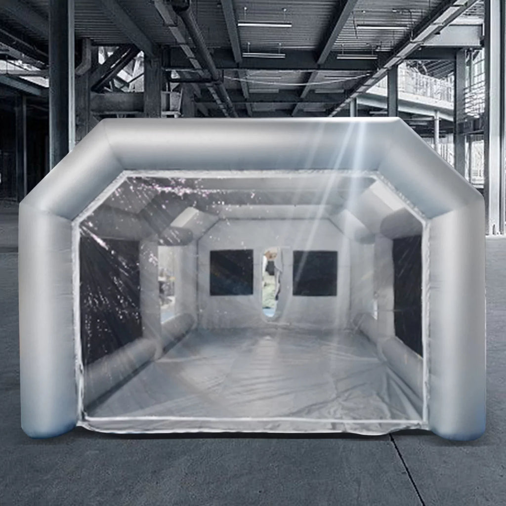 Miumaeov Inflatable Spray Paint Tent Built-in Blower Mobile Portable Giant Paint Spray Booth with Air Filter System and Transparent PVC Windows Inflatable Spray Paint Booth 26x13x10ft