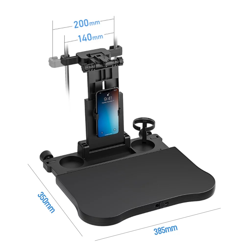 Multifunctional Car Back Seat Table: Adjustable Travel Tray with Phone Holder - Foldable, Ideal for Working, Writing, Eating - Convenient Black Arrangement