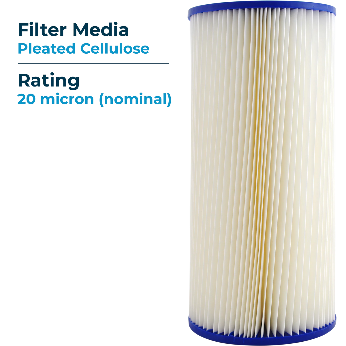 SpiroPure SP-EC20-BB 10x4.5 20 Micron Pleated Cellulose Sediment Water Filter Cartridge ECP20-BB 255491-43 (Case of 8)