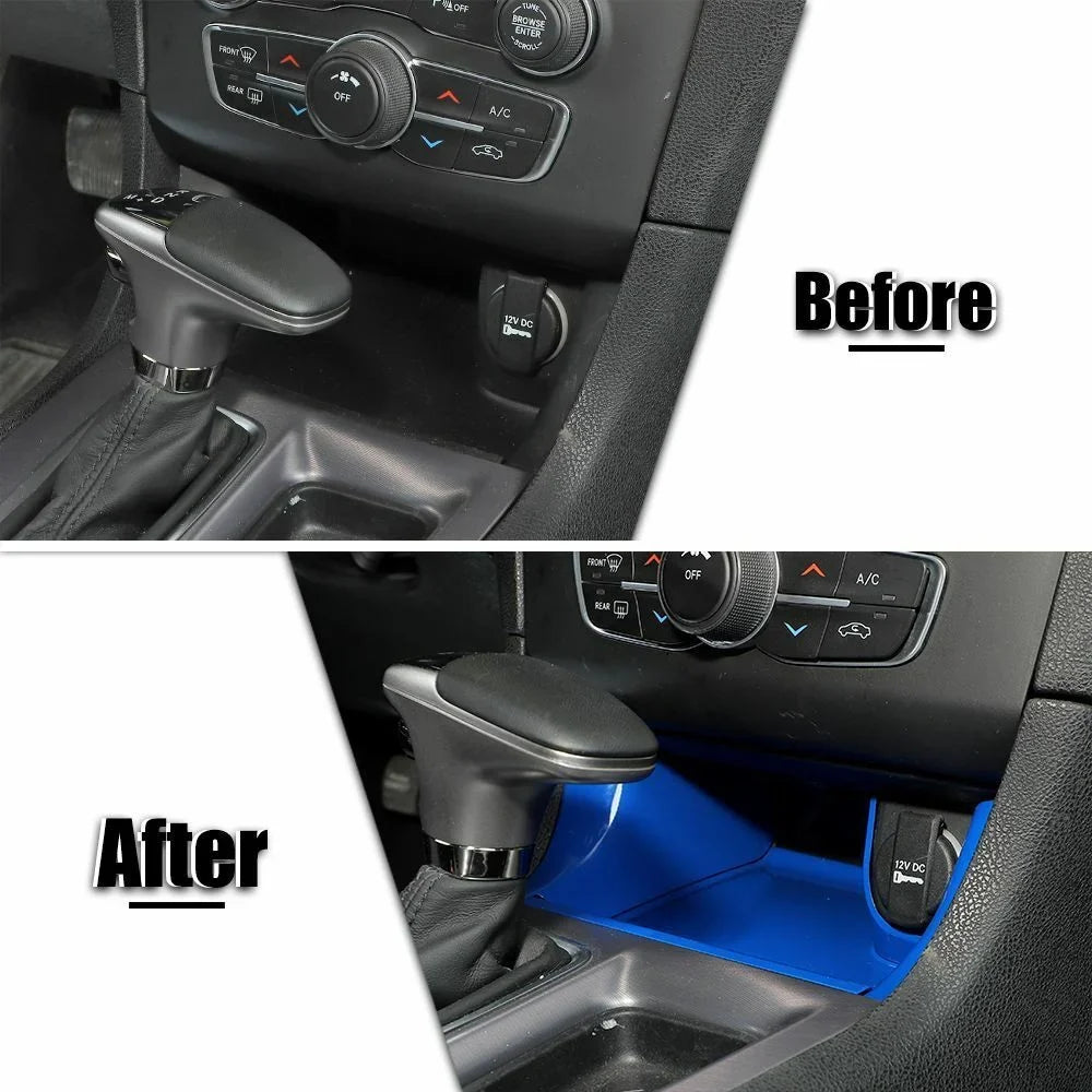 Teledu Blue ABS Center Console Gear Shift Storage Trim Panel