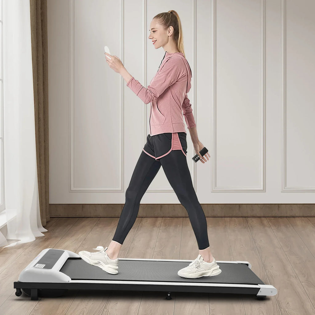 ZhdnBhnos 600W 2.25HP Electric Home Treadmill 2 in 1 Under Desk Walking Jogging Pad Portable Motorized Fitness Running Machine Remote Control