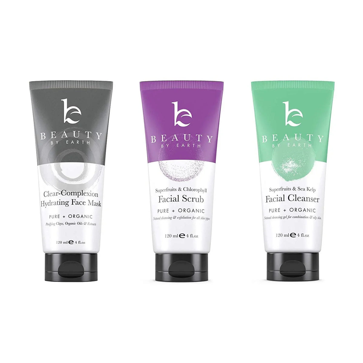 Natural Facial Kit – Facial Wash, Facial Scrub and Clay Mask made with natural ingredients for a gentle facial. The Wash is an invigorating soap, the Scrub contains anti-aging agents