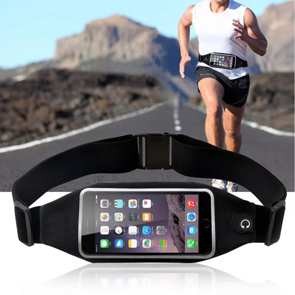 Black Sports Running Workout Waist Bag Belt Case w Retractable Headset MONO Handsfree Earphone Mic J3P for Samsung Galaxy A7 (SM-A700FD) A6 - Sony Xperia Z5 Z4v Z3v Z3+ Z3 Z2 Z1S Z1 XZs XZ1 T3