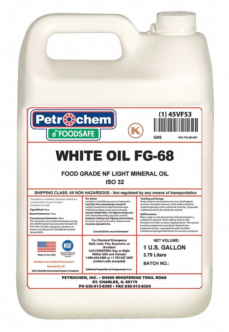 Petrochem Mineral Hydraulic Oil,Food Grade,1 gal. WO FG-68-001