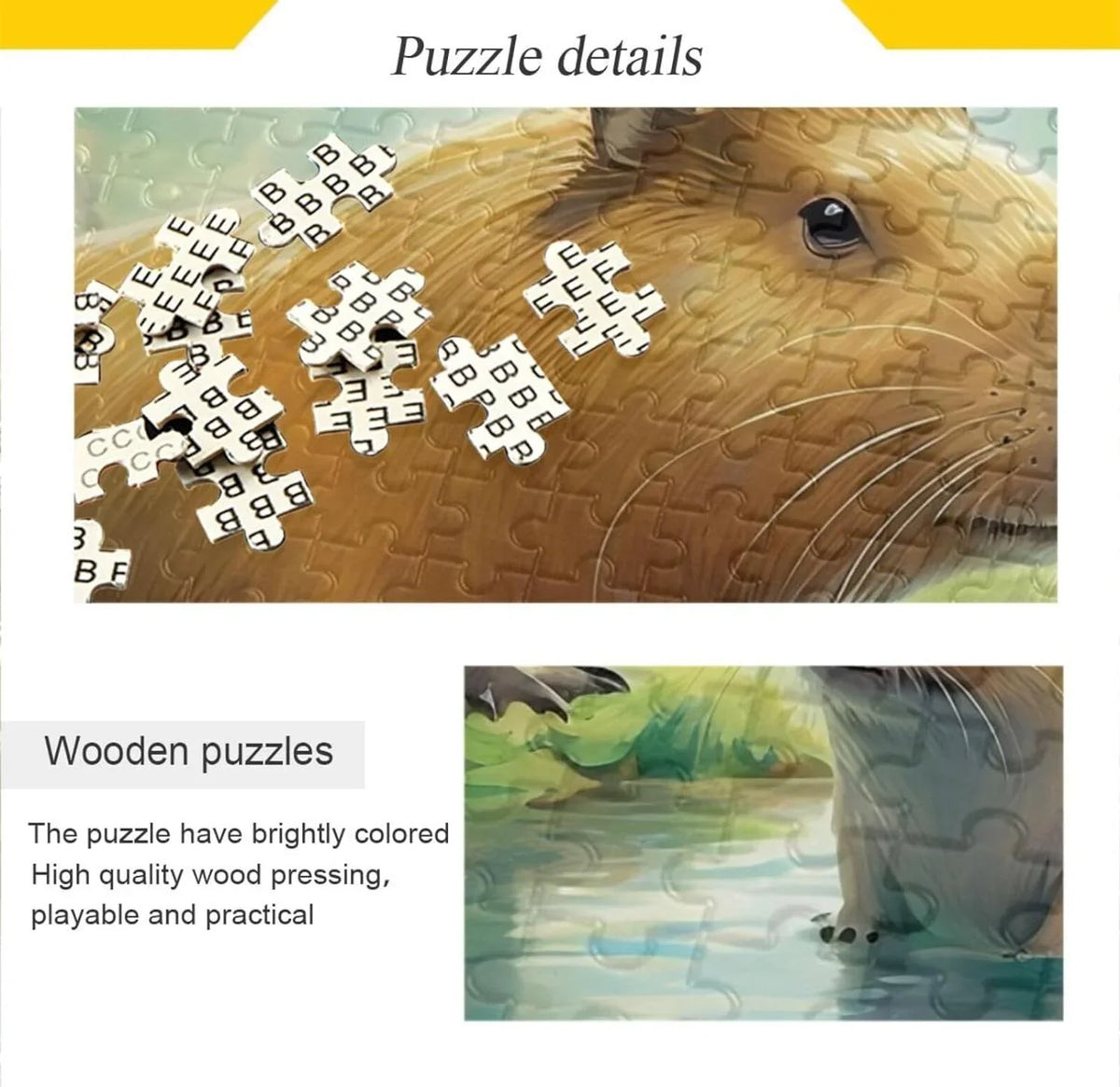 1000 PCS Capybara Family Jigsaw Puzzle, Paper Timber Composite Material Zigsaw with Storage Bag, Puzzle for Adults, Fun Challenging Brain Exercise Family Game Gift for Kids Friends Parents