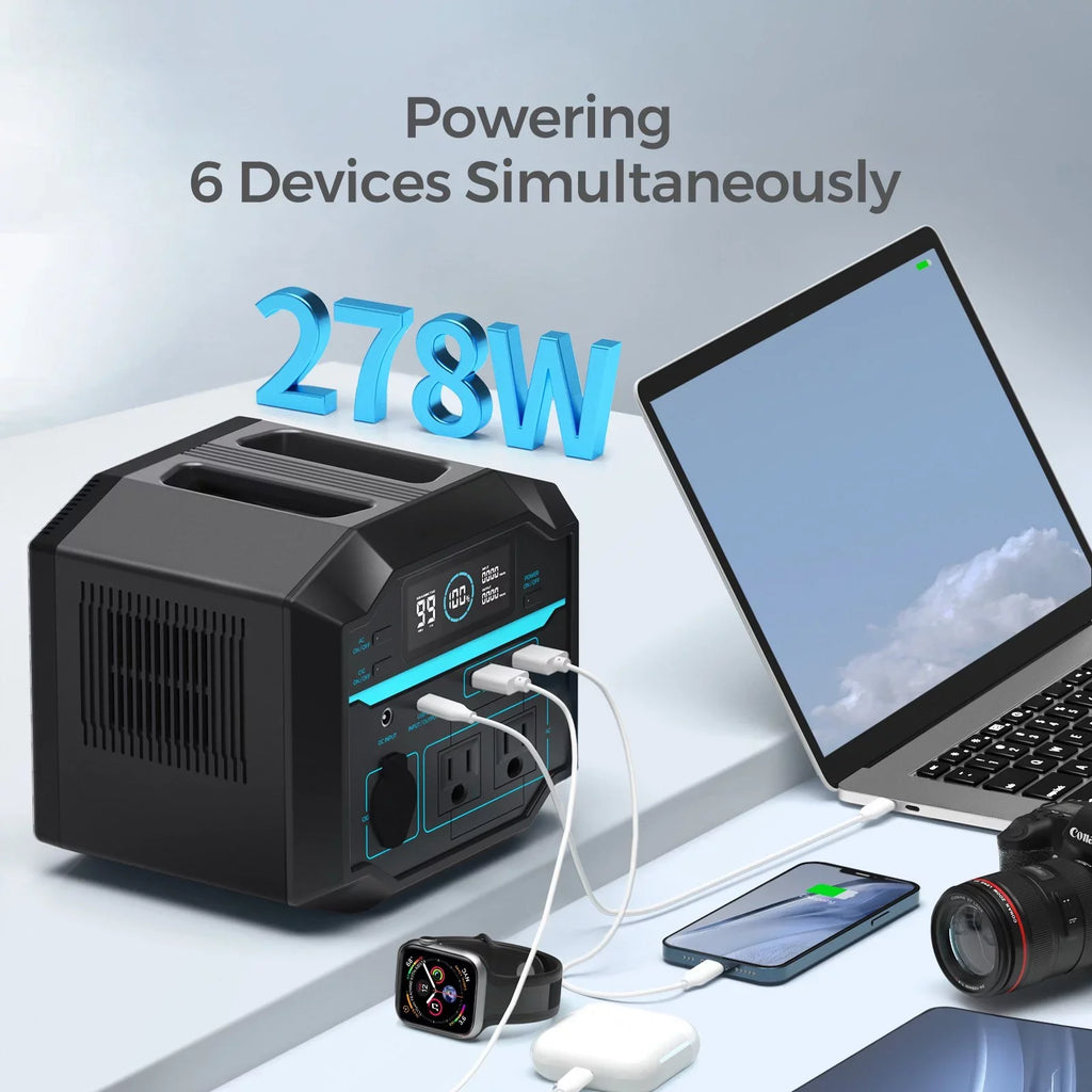 Renogy Portable Power Station 222Wh Solar Generator 2 120V/200W AC Outlets, 60W USB-C PD Output, Lightweight Lithium Backup Battery Pass-Through Charging for Outdoor Camping Home Emergency