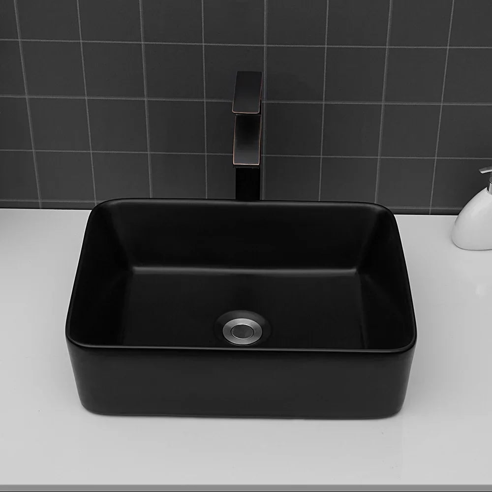 CoSoTower 19"X15" Black Ceramic Rectangular Vessel Bathroom Sink