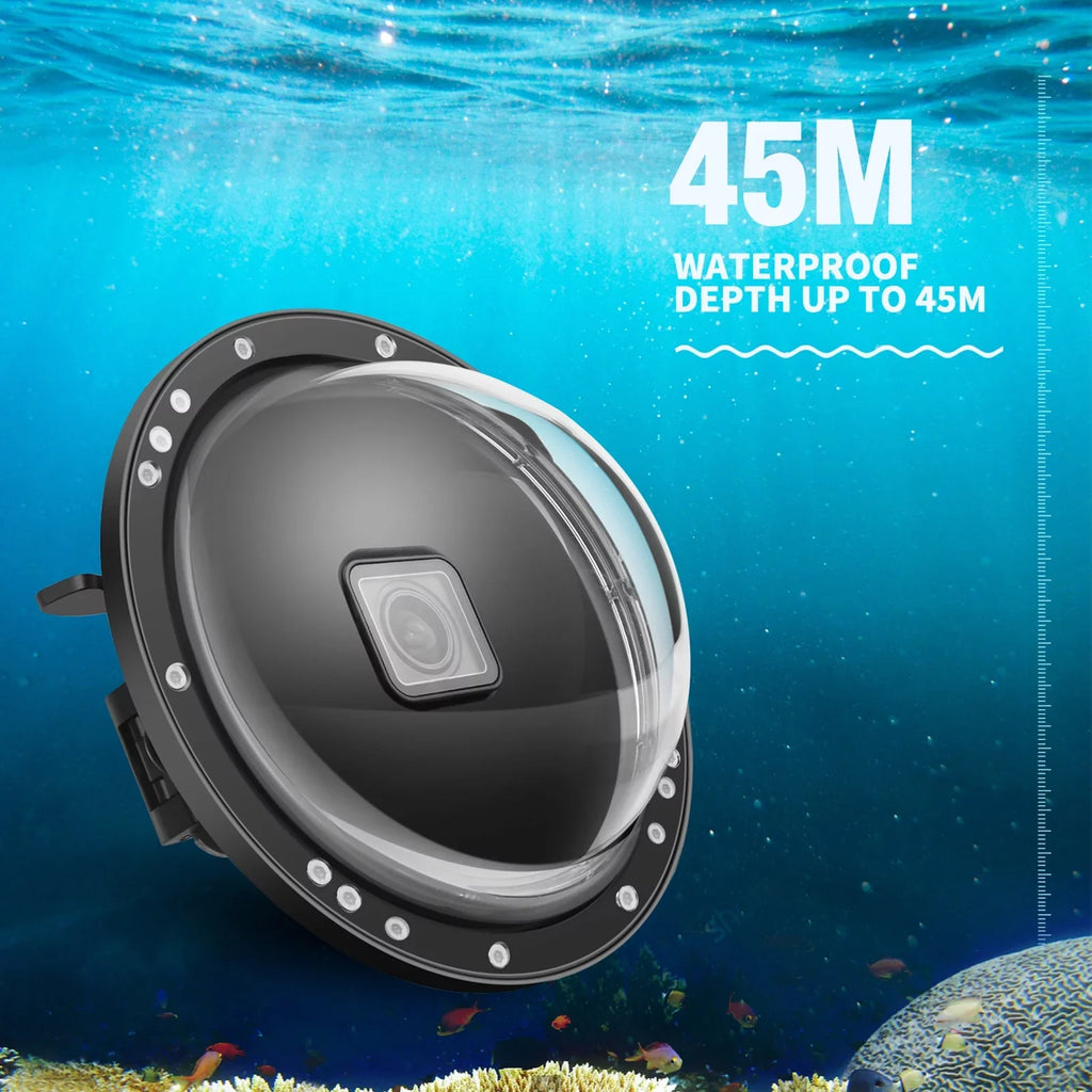 Waterproof Dome Port Case for 9 Black and 10 SHOOT XTGP559, Dual Handle, 45m Waterproof, 180° Wide Angle
