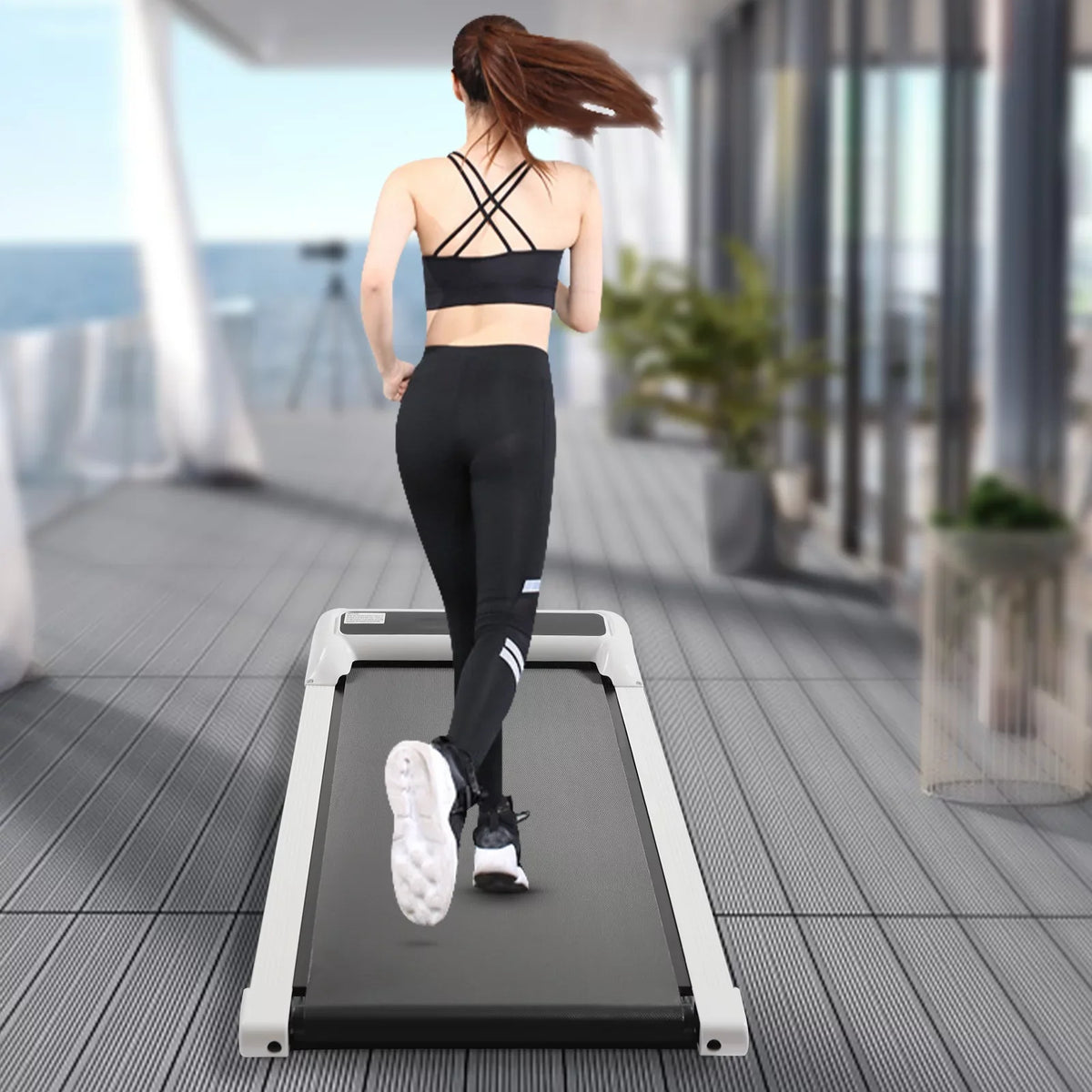 ZhdnBhnos 600W 2.25HP Electric Home Treadmill 2 in 1 Under Desk Walking Jogging Pad Portable Motorized Fitness Running Machine Remote Control