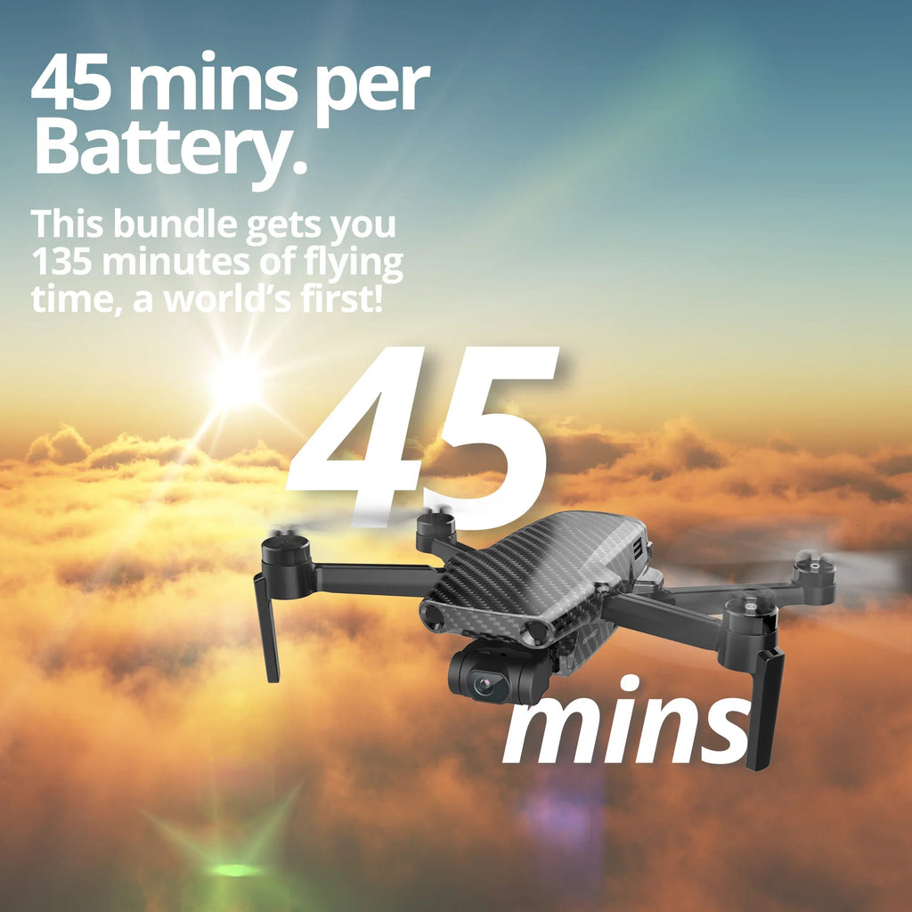 The Bigly Brothers Voyager Zino Drone, 249 Grams, 10km Range, 4K Ultra HD 30fps Camera, 3-Axis Ultra Stable Gimbal, 135mins Flight Time AI-Powered Follow Me, Big Baller Combo!