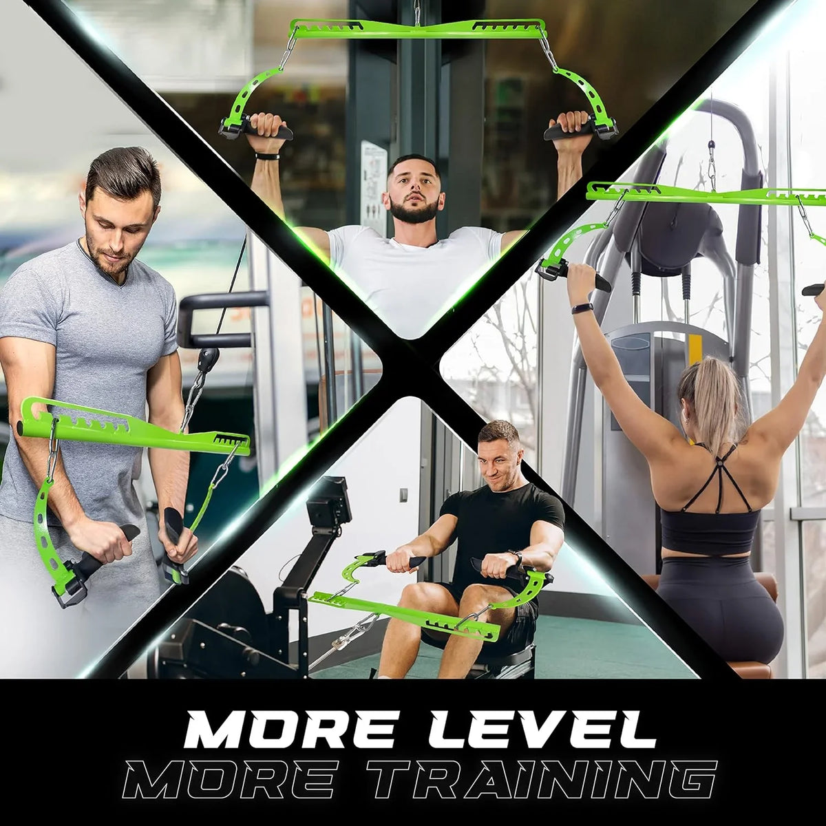 Yes4All Neutral Multi-Grip Wide LAT Pulldown Attachments Bar/Spreader/Paddle Grip for Home Gym Cable Pulley System Machine