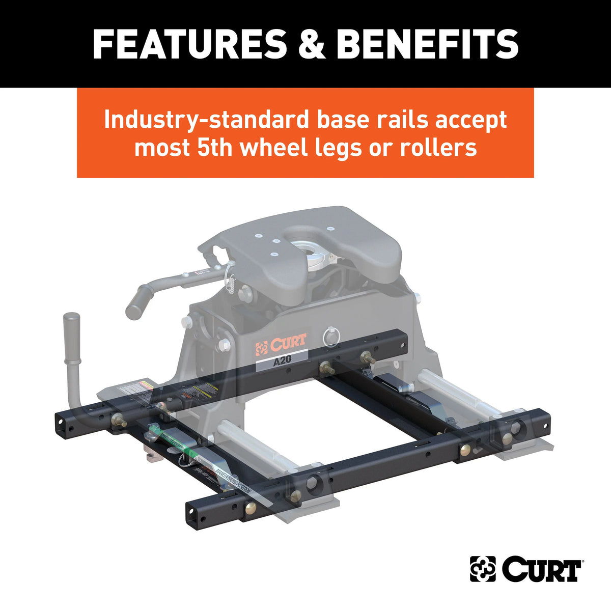 CURT 16027 Replacement Silverado, Sierra 2500, 3500, Ford F250, F350 Puck System 5th Wheel Adapter with Standard Rails, 25,000 lbs Fits select: 2020-2024 CHEVROLET SILVERADO, 2020-2024 GMC SIERRA