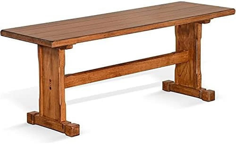 LLBIULife Sedona 18.5" Farmhouse Mindi Lumber Nook Side Bench in Rustic Oak