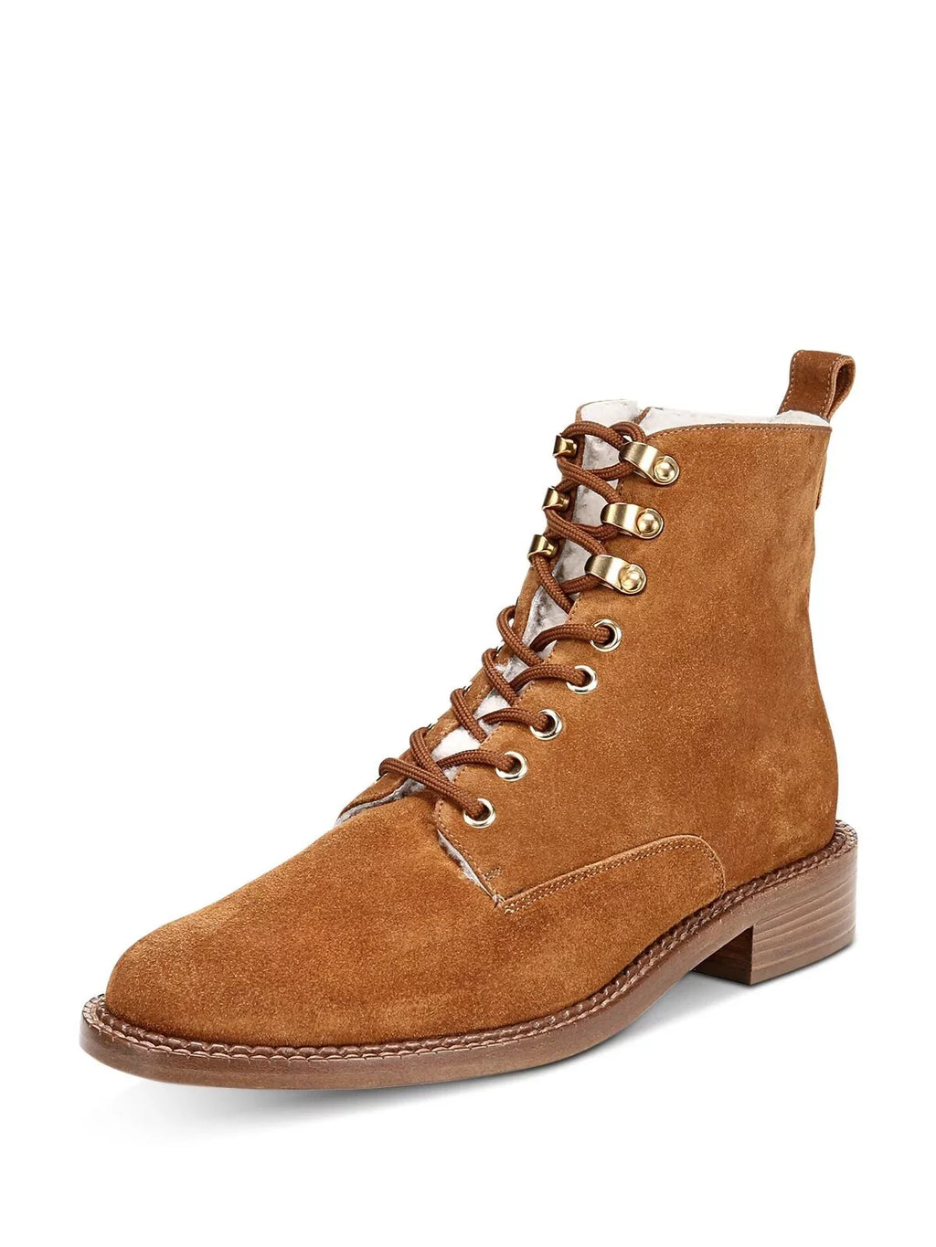 VINCE. Womens Brown Relaxation Lace Cabria Round Toe Block Heel Zip-Up Leather Hiking Boots 8 M
