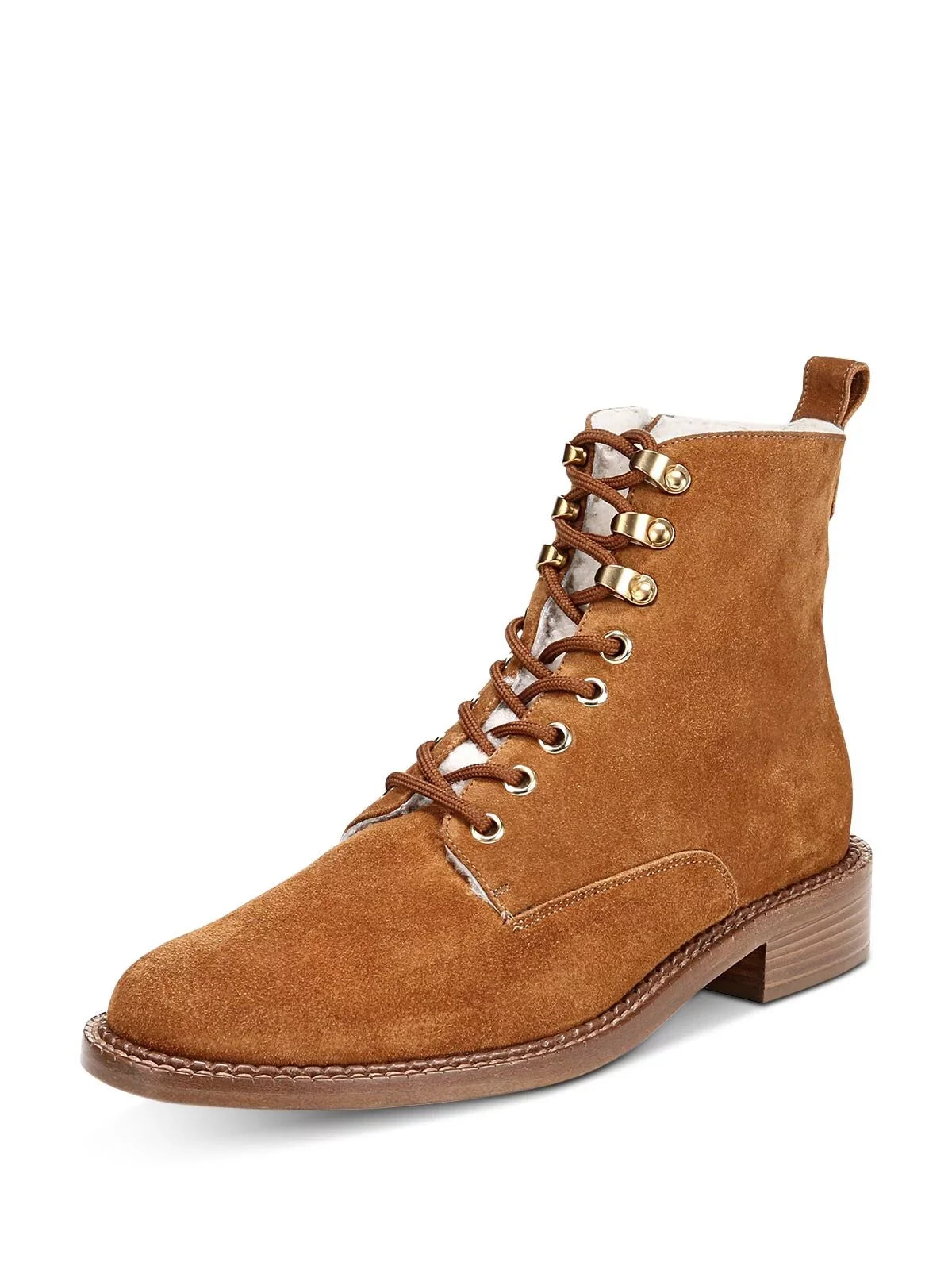 VINCE. Womens Brown Relaxation Lace Cabria Round Toe Block Heel Zip-Up Leather Hiking Boots 8 M