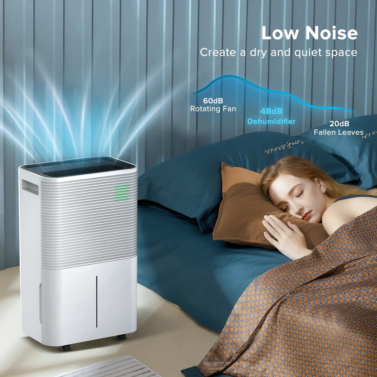 KISSAIR 45 Pint Dehumidifiers with handle, Dehumidifier with Drain Hose, 3 Operation Modes, 24H Timer, Portable Dehumidifier for Basement/Bathroom/Laundry Room