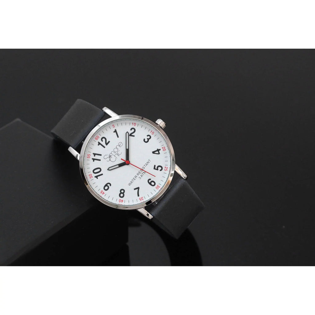 Watch for Nurse, Medical Professionals and Students – With Second Hand, Easy Read Dial - Hour & Second Arabic Time Indicator, and Silicone Band with Various Colour choice, Nurse Watch- Black