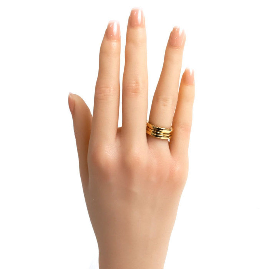 Pre-Owned BVLGARI Bvlgari K18YG Yellow Gold B-ZERO1 Three-Band Ring, Size 6.5, 47, 7.7g, Women's (Good)