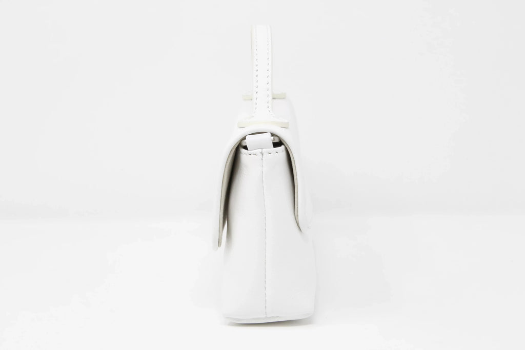 DOMINIE Crossbody Handbag /Clutch Purse White Leather With Removable Shoulder Strap Unisex Audrey