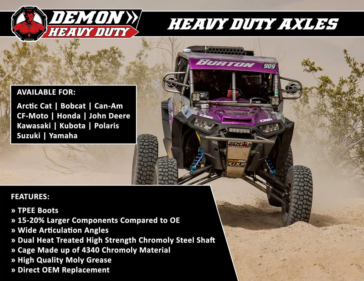 Demon Powersports Rear Right Heavy Duty Lift Kit Axle (2013-21) Can Am Outlander/Renegade, Unique Boot On Terrain for Heat Reduction, 47 Degrees Larger Swing Angles, for 6” Super ATV Lift Kit (Gen2)