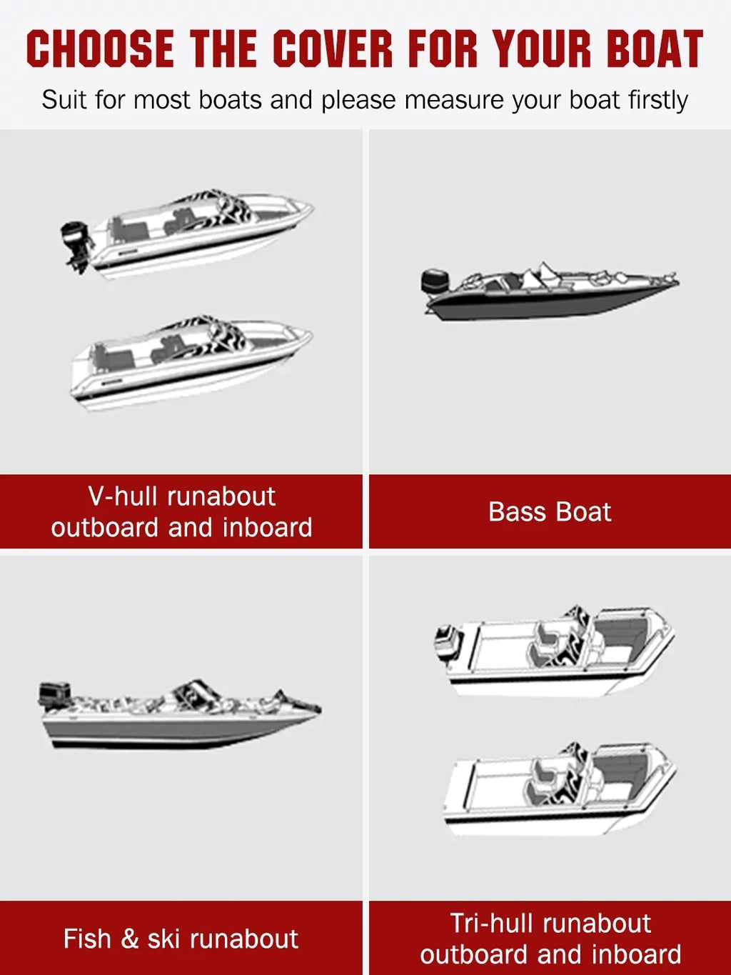 AngLink 17 - 19 ft Waterproof Boat Shield - 600D Heavy Duty Polyester Oxford Bass Runabout Boat Protection Sturdy and Tear Proof, All Weather Protection Fits V-Hull, TRI-Hull, Pro-Style | Beige
