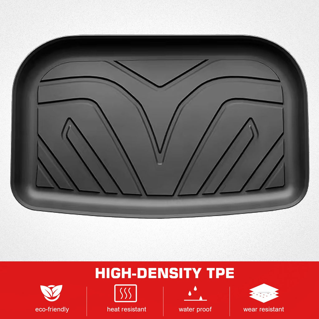 Ikon Motorsports 3D TPE Floor Mats + Trunk Mat Compatible with 2020-2023 Tesla Model Y, All Weather Floor Liners, Front & 2nd Row Full Set Custom Protection Heavy Duty Rear Tray Cargo Mats, Black