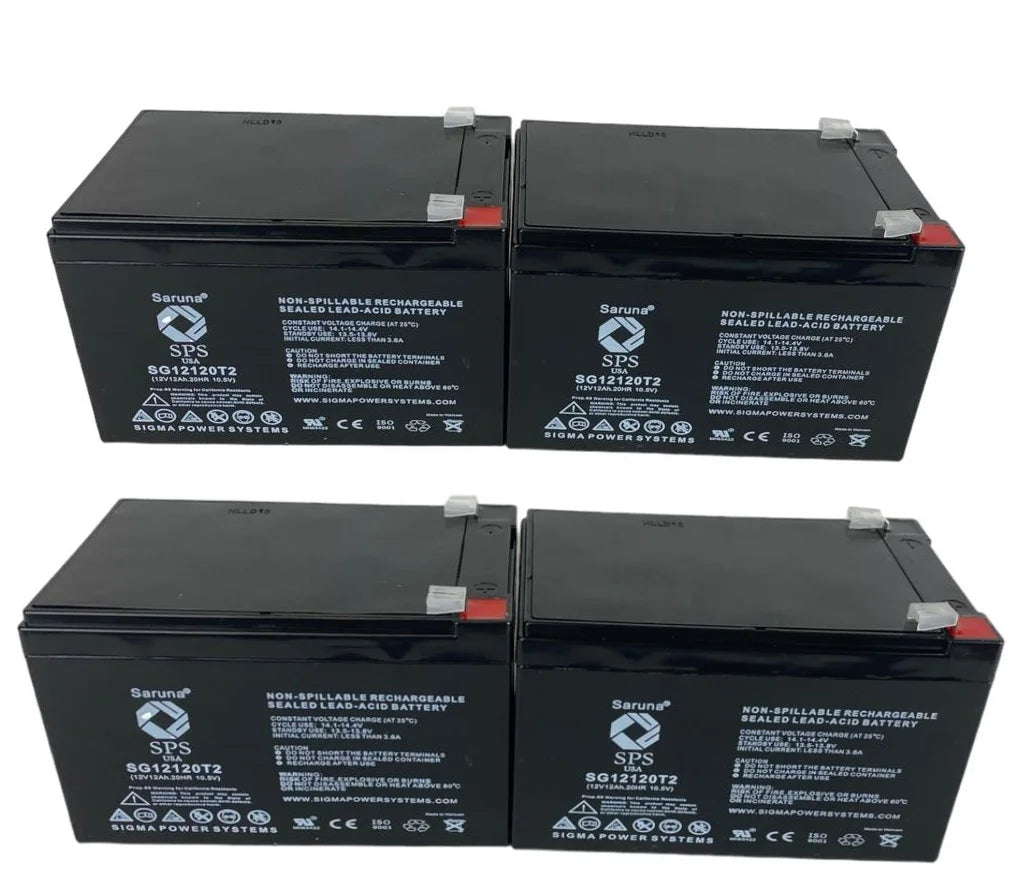 SPS Brand 12V 12Ah Replacement Battery (SG12120T2) for Pride TRAVELPro 3-Wheel Travel Pro Portable Scooter (4 Pack)