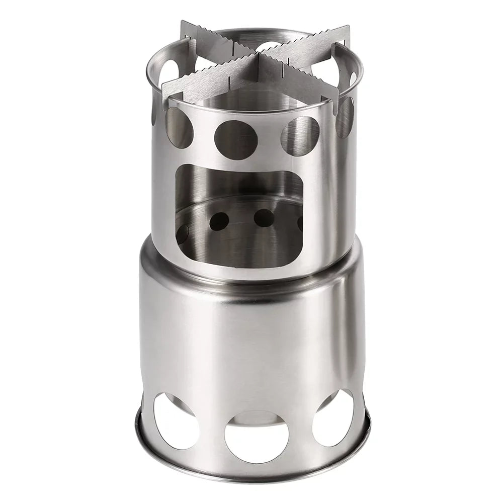 Arealer Portable Camping Stove Combo Timber Burning Stove and Cooking Pot Set for Backpacking Fishing Hiking