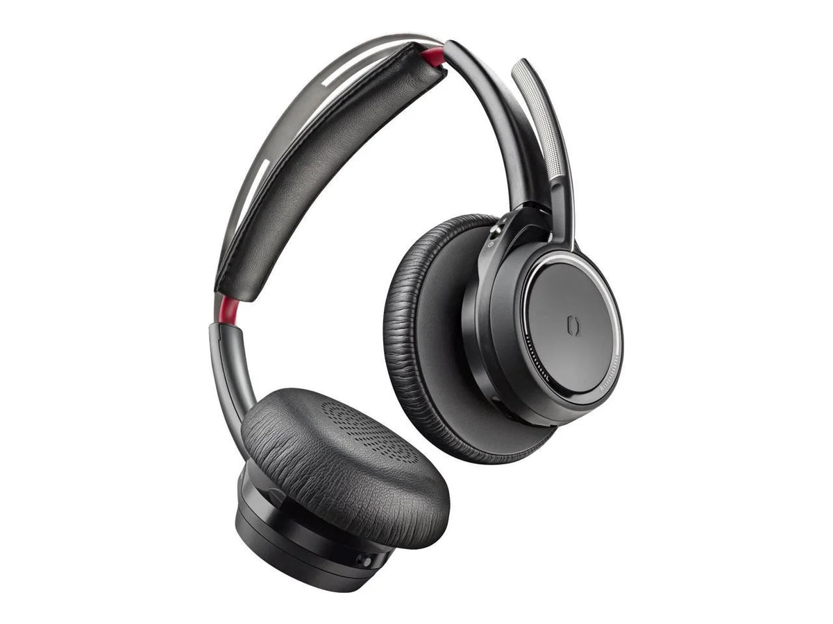 Poly Voyager Focus B825 UC Headset - Google Assistant, Siri - Stereo - USB Type A - Wired/Wireless - Bluetooth - 98.4 ft - 32 Ohm - 20 Hz - 20 kHz - Over-the-head - Binaural - Ear-cup - MEMS Techno...