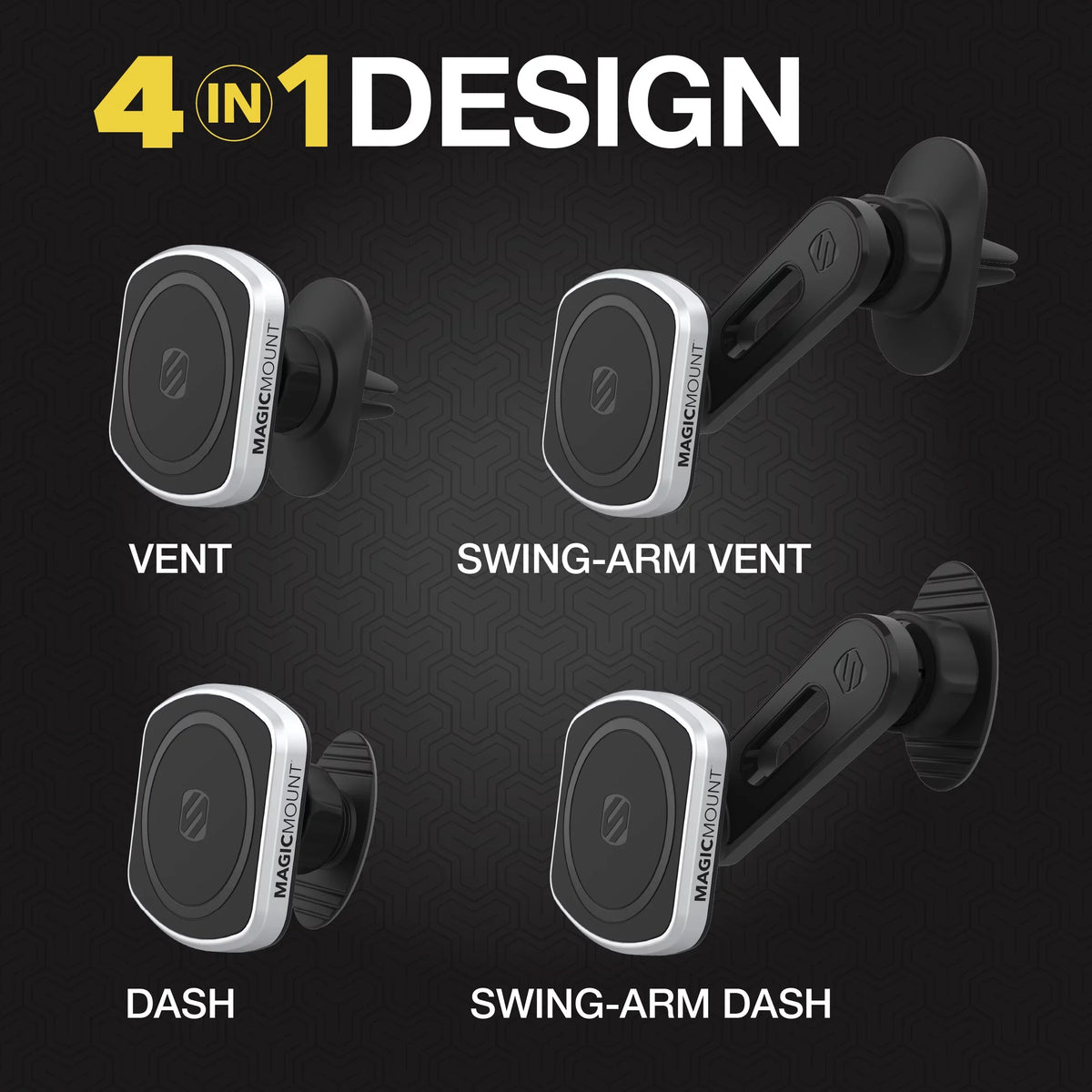 Scosche MP2ODVM-SP1 MagicMount Pro 2 Dash/Vent 4-in-1 Car Magnetic Phone Mount Kit